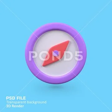 Directional compass isolated 3d render icon illustration PSD Template
