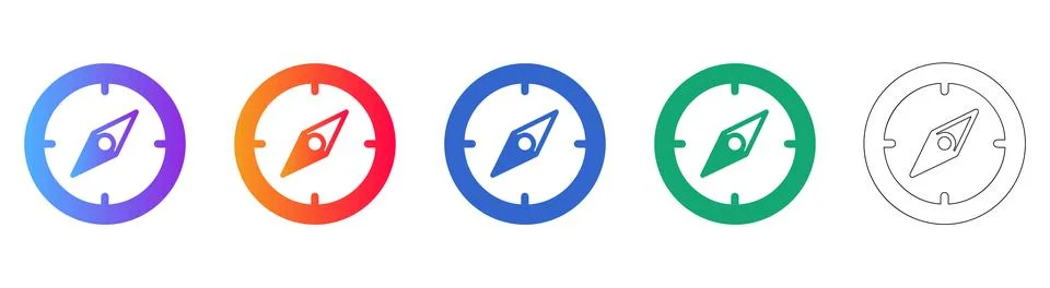 Directional Compass Navigation Icons Set 스톡 일러스트