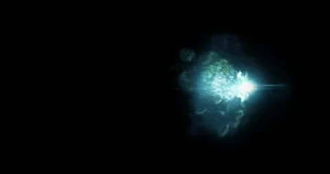 Directional Cyan Plasma Laser Beam Blast On Black Background Stock Footage 332263644