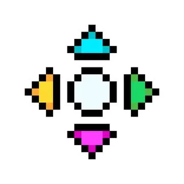 Directional d pad navigation controller arrows pixel art style icon colorful Illustrazione stock