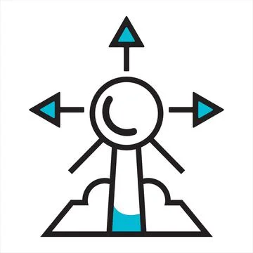 Directional Decision Making Point with Arrows Illustrating Different Pathwa.. Stock Illustration