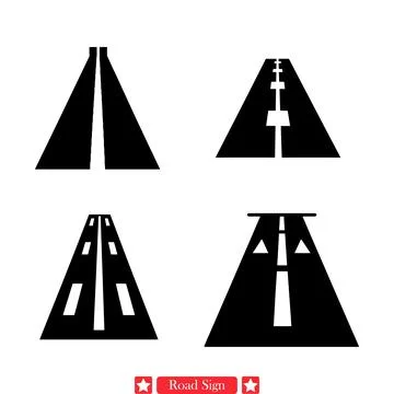 Directional Design Elements  Essential Road Sign Silhouettes Stock Illustration