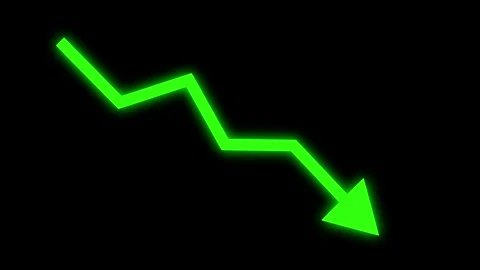 Directional downward arrow visualizes falling financial stock market values.. Stock Footage 337817626