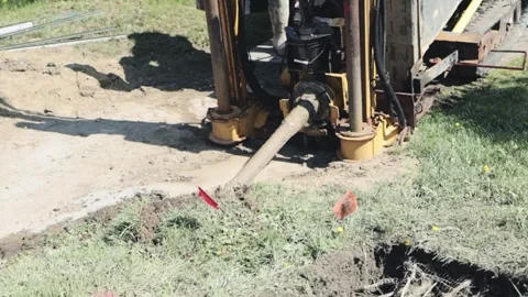 Directional Drilling Machine Pushing Bit Underground for Street Lighting Vídeos de archivo 345096864
