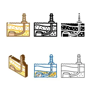 Directional drilling petroleum engineer color icon vector designs Stock Illustration