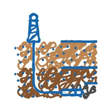 Directional drilling petroleum engineer icon doodle illustration Illustrazione stock