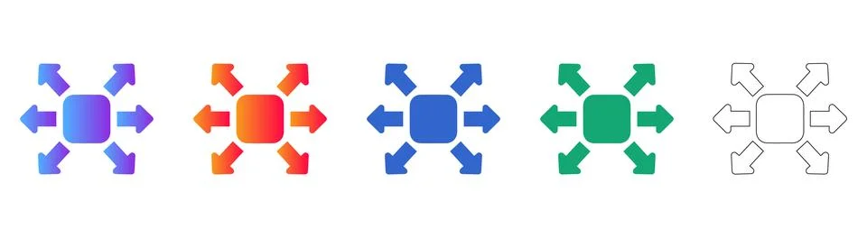 Directional Expansion Icon Set Ilustración de archivo