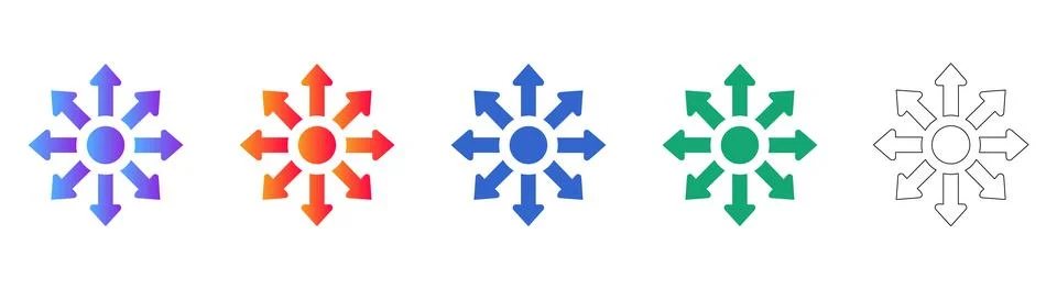 Directional Expansion Multi Arrow Icon Set Illustrazione stock