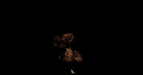 Directional Fire Blast and Billowing Smoke Compositing Element Against Black Stock Footage 333194049