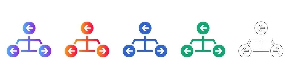 Directional Flow and System Mapping Icon Set Stock Illustration