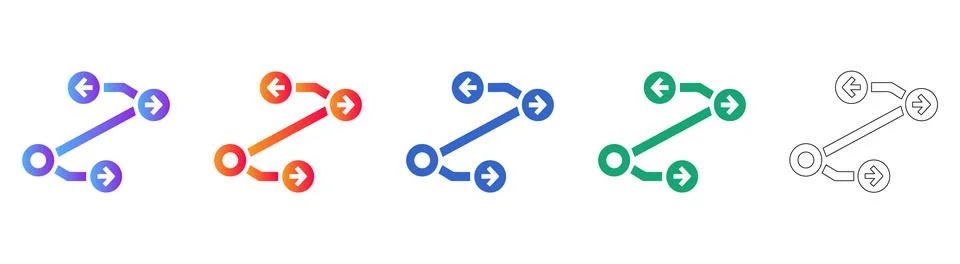 Directional Flowchart Path Icons Illustrazione stock