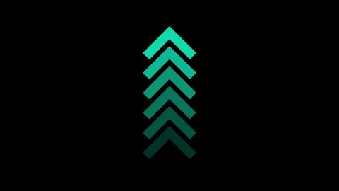 Up-directional glowing arrow loop. Down to up arrow loop animation. 動画素材 335813623