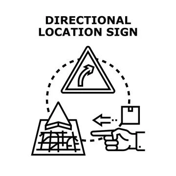 Directional location sign showing navigation and route planning Stock Illustration