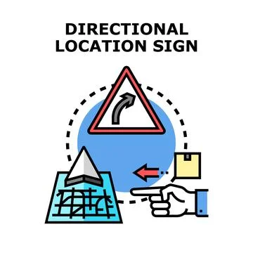 Directional location sign showing navigation and route planning Stock Illustration