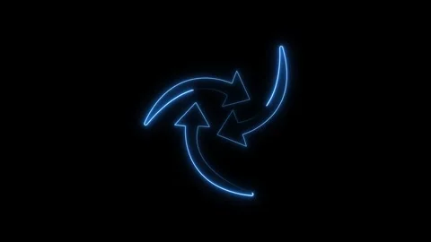 Directional neon arrows form a continuous fluid circular loop. Dynamic neon.. Stock Footage 337370570
