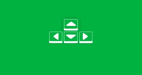 Directional pad floating on transparent background showing glowing green arrow Stock Footage 317669016