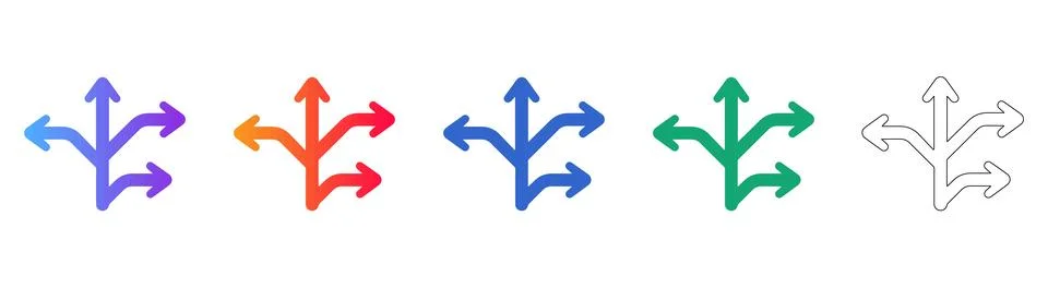 Directional Path Icons Set Stock Illustration