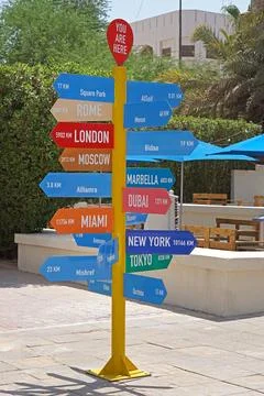 Directional post Kuwait Stock Photos