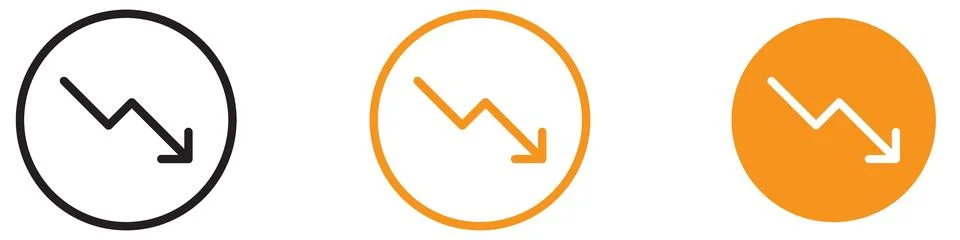 Directional Red Down Arrow Icon for Navigation and Indicators Graphics Esse.. Stock Illustration
