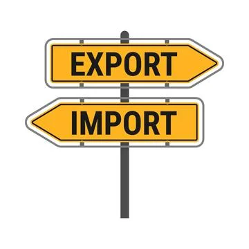 Directional road sign for Export and Import Stock Illustration
