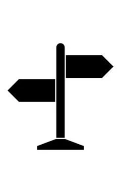 Directional Road Signpost Vector Silhouette Icon Isolated on White Background Stock Illustration