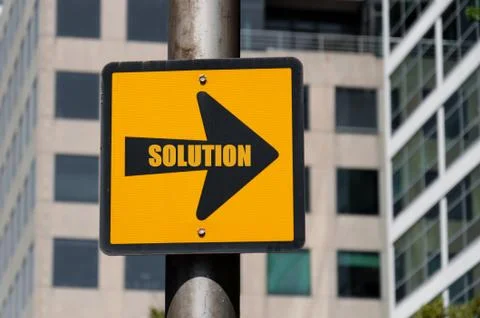 Directional sign with conceptual message SOLUTION Stock Photos