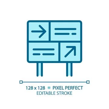 Directional sign pixel perfect blue RGB color icon Stock Illustration
