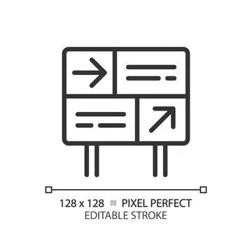 Directional sign pixel perfect linear icon Stock-Illustration