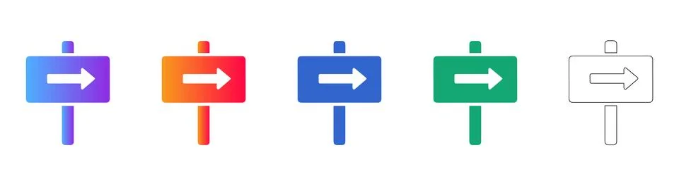 Directional Sign Post Icon Set Stock Illustration
