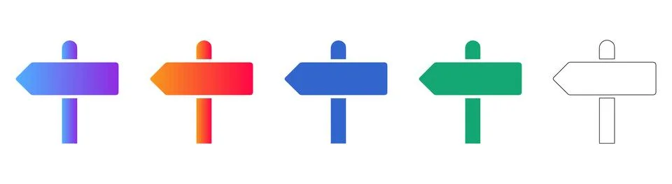Directional Signpost Icon Set with Gradient Variations 스톡 일러스트