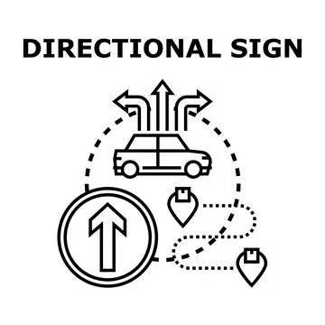 Directional signs guiding car navigation and route planning Stock Illustration