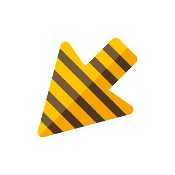 Directional striped yellow warning arrow pointer icon Stock Illustration