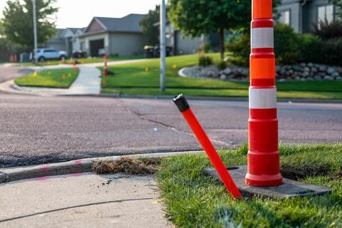 Directional underground boring to install plastic conduit for high speed fiber Foto stock