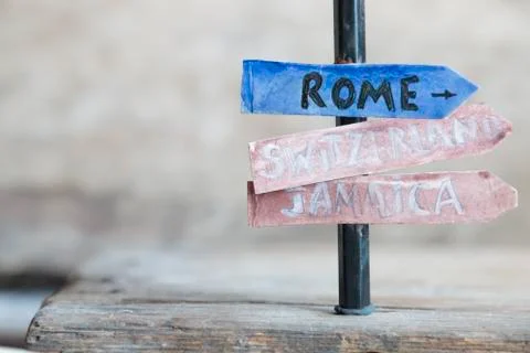 Directions to different places. Stock Photos