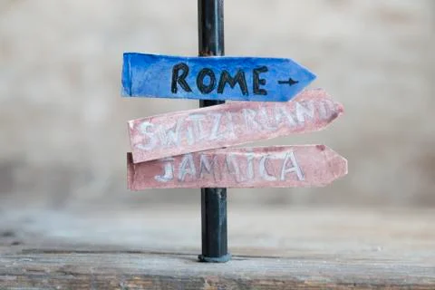 Directions to different places. Stock Photos