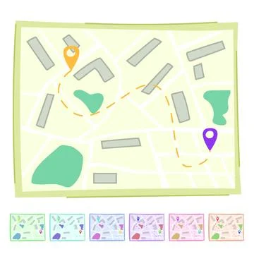 Directions map vector cartoon graphic Stockillustratie