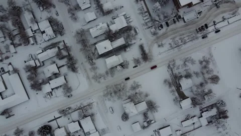 Directly above small town in the winter Stock Footage 310528293