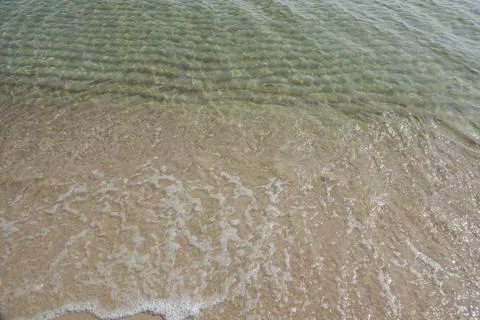 Directly above view of sandy beaches and white waves Stock Photos