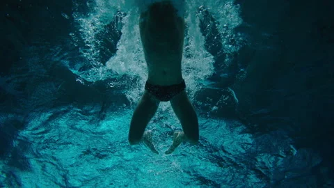Directly below a man swimmer in the pool Stock Footage 283138784