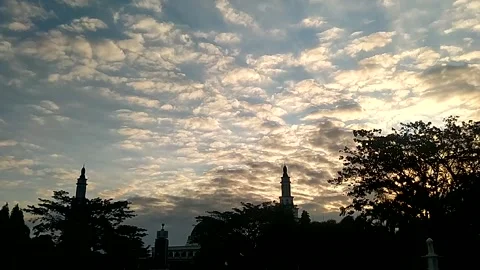 Directly below the view of the sky and sunset Stock Footage 282795812