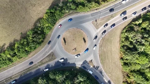 Directly over a roundabout Stock Footage 315282191
