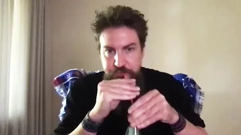 Director Adam Wingard is interviewed about his movie 'Godzilla vs. Kong' - 2021 Video stock 157436924