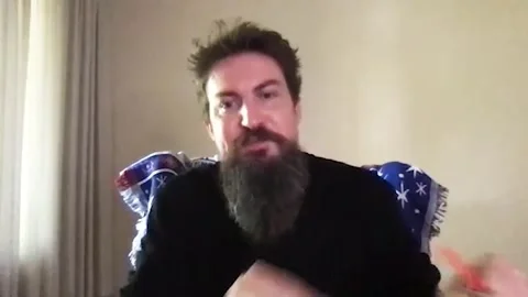 Director Adam Wingard is interviewed about his movie 'Godzilla vs. Kong' - 2021 Stock Footage 157436960
