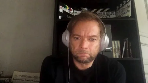 Director Andre Ovredal is interviewed about his new movie Mortal - 2020 Video stock 138808387