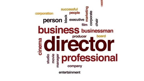 Director animated word cloud, text design animation. Stock Footage 75067153