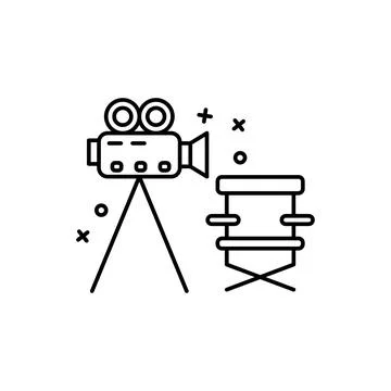 Director chair, camera, studio icon. Element of film Industry icon Stock Illustration