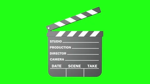 Director cinema clapper for cinematorgraphy greenscreen Video stock 265149332