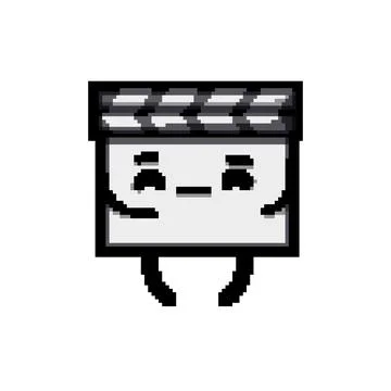 Director clapper board character pixel art vector illustration Illustrazione stock