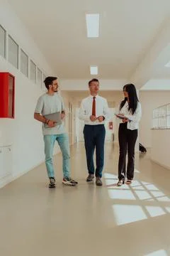 The director conducts a conversation with the Stock Photos