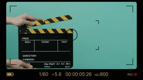Director Film Slate. Film crew hold and clapping film slate in video recordin Stock Footage 165357333